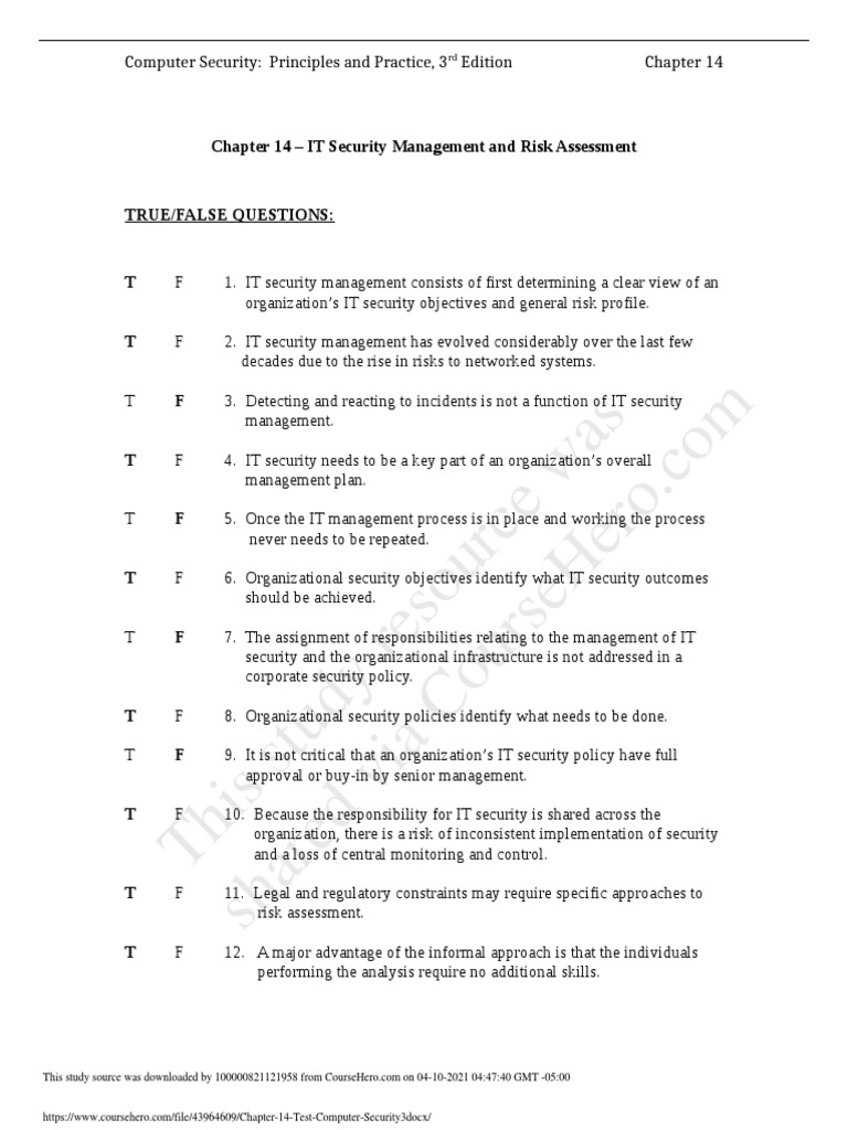 IT Security Management Overview | PDF | Information Security | Risk