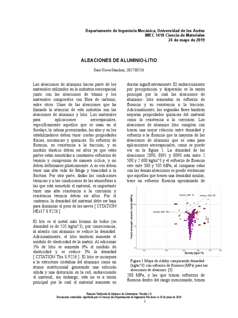 Aleaciones Aluminio-Litio | PDF | Tratamiento a base de calor | Aluminio