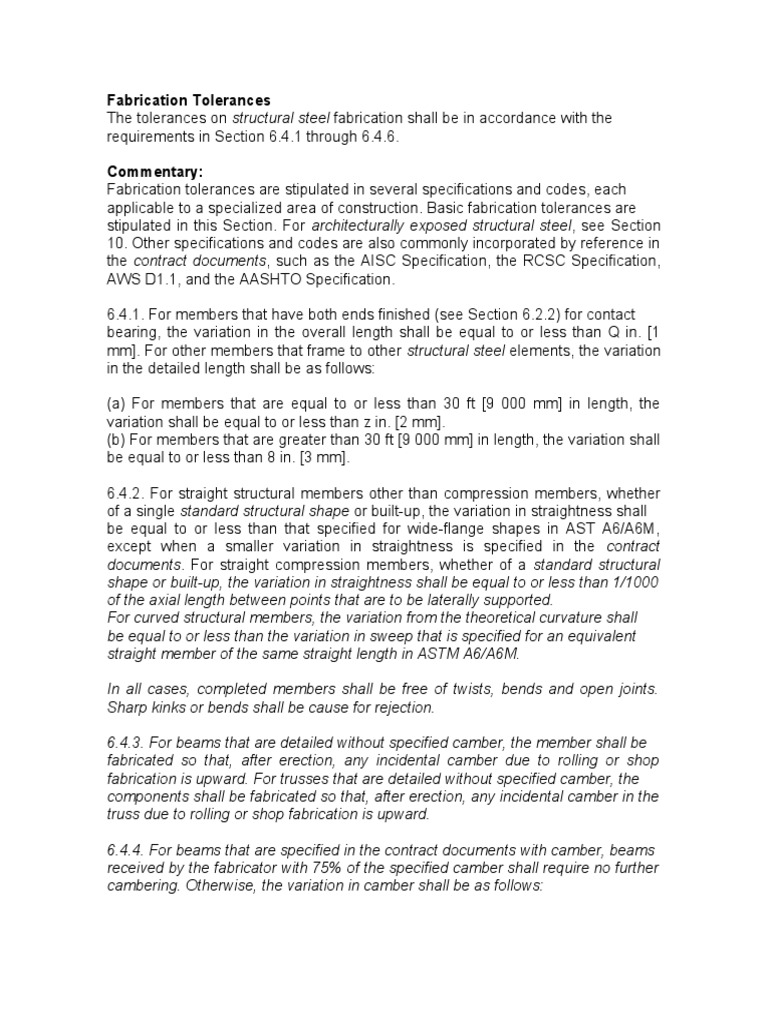Structural Steel Fabrication Tolerances Guide PDF Truss Screw
