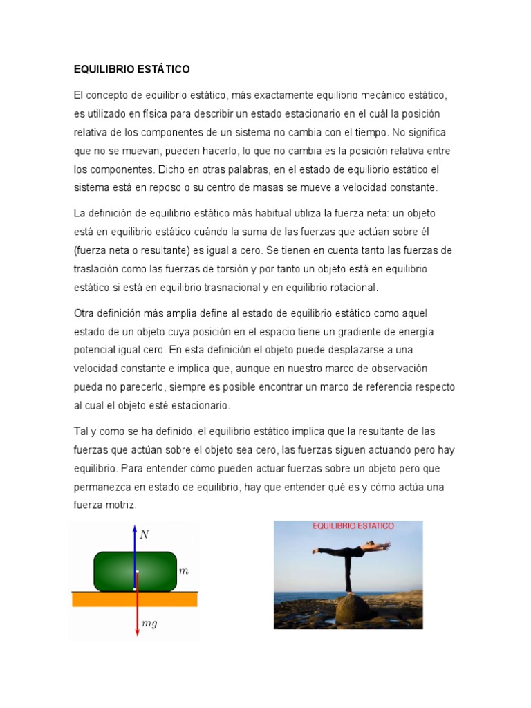 Equilibrio Estático | PDF | Fuerza | Tiempo espacial