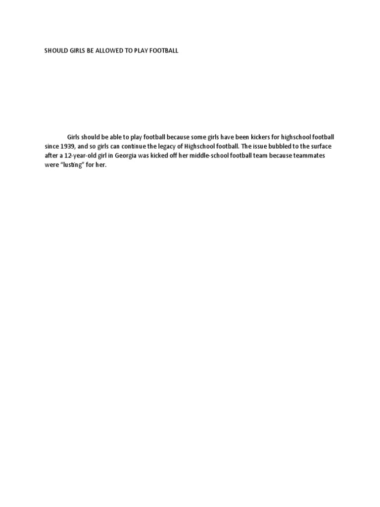 Should Girls Be Allowed To Play Football PDF