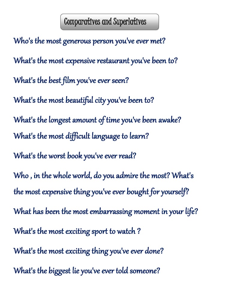 Comparatives and Superlatives Practice PDF Nature