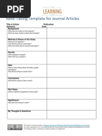 Note Taking Template For Journal Articles | PDF | Career &amp; Growth 