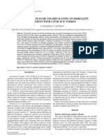 Impact of Serum 25 (Oh) Vitamin D Level On Mortality in Patients With Covid-19 in Turkey