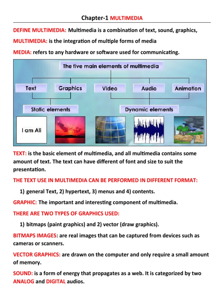 Chapter1 Multimedia Define Multimedia Multimedia Media PDF