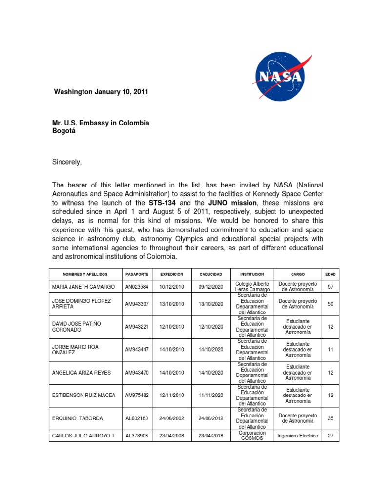 Nasa Cartas | PDF | Exploración espacial | Programas espaciales