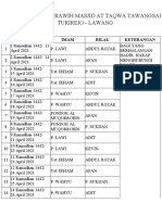 Jadwal Terawih Ima