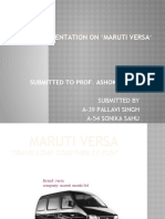 Marketing Presentation On Maruti Versa: Submitted To Prof. Ashok Kumar