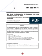 MIN 655 - New Style Certificates For UK Seafarers and Those Working Onboard UK Ships