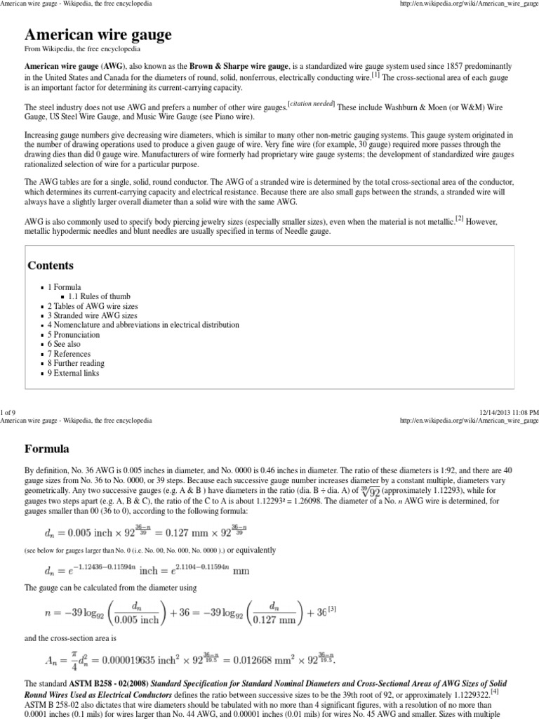 American Wire Gauge Wikipedia, The Free Encyclopedia PDF Wire
