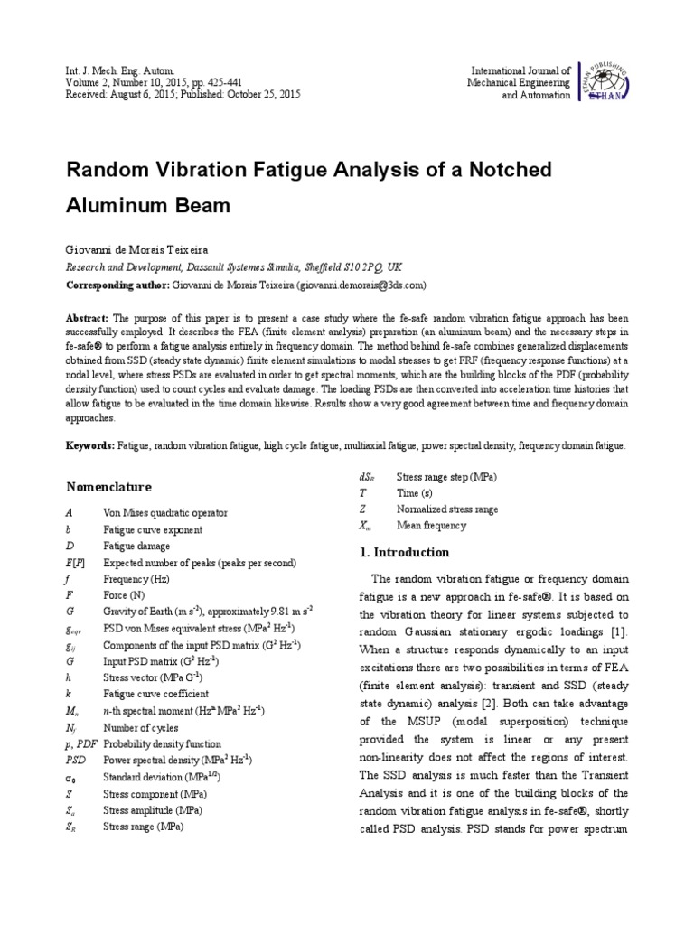 1848 Random Vibration Fatigue Analysis of A Notched Aluminum Beam ...