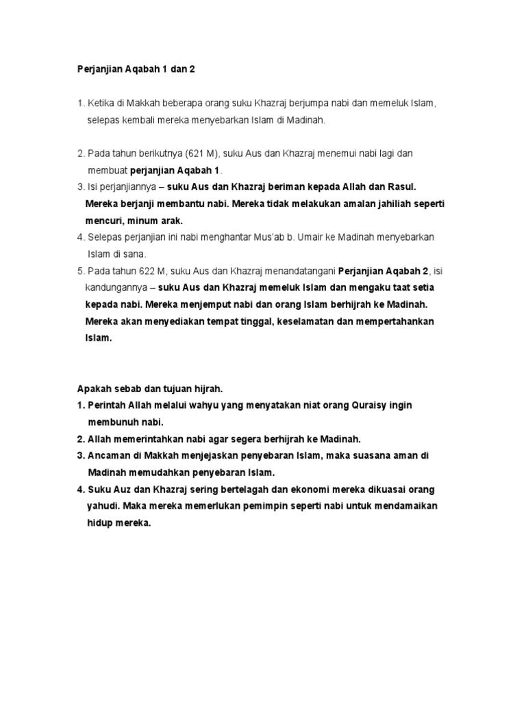 Perjanjian Aqabah 1 Dan 2 Pdf