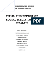 Title: The Effect of Social Media To Our Health: Rosario Integrated School