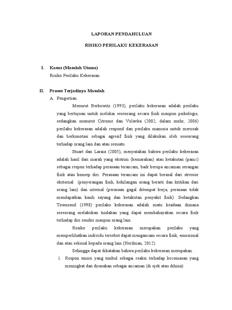 Lp Resiko Perilaku Kekerasan Pdf