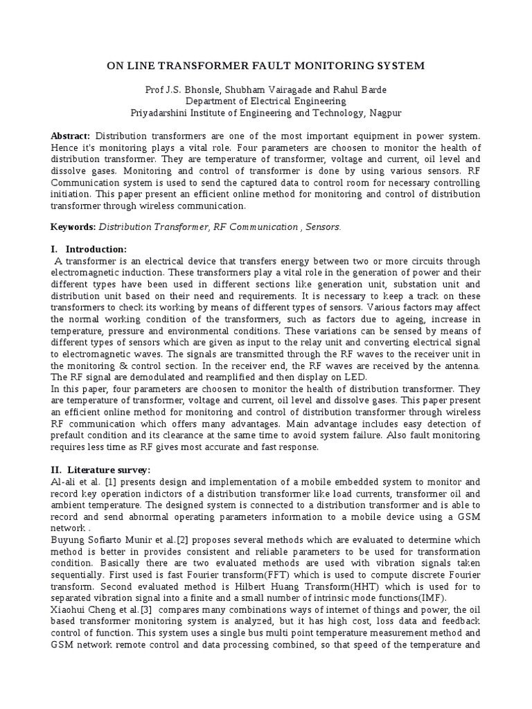 Online Transformer Fault Monitoring System | PDF | Radio | Transformer