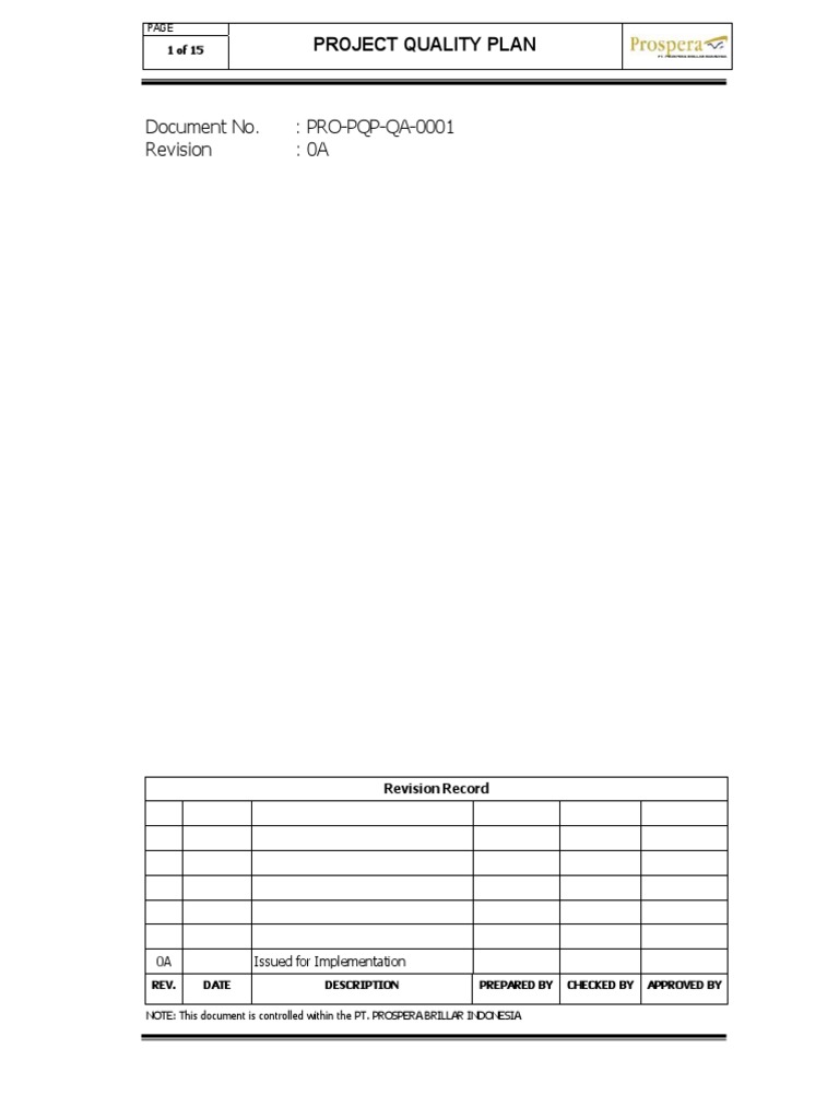 Project Quality Plan Overview | PDF | Quality Assurance | Quality ...