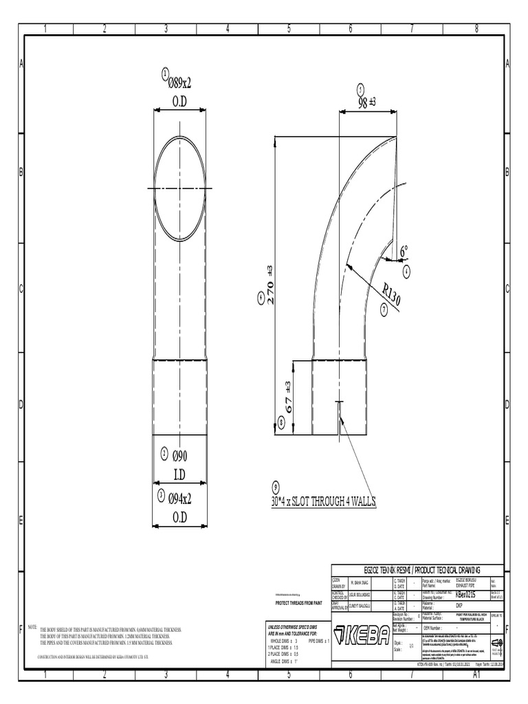 Exhaust Pipe Technical Drawing | PDF | Mechanical Engineering ...