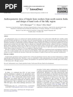 Anthropometric Data of Female Farm Workers From North Eastern India and Design of Hand Tools of The Hilly Region