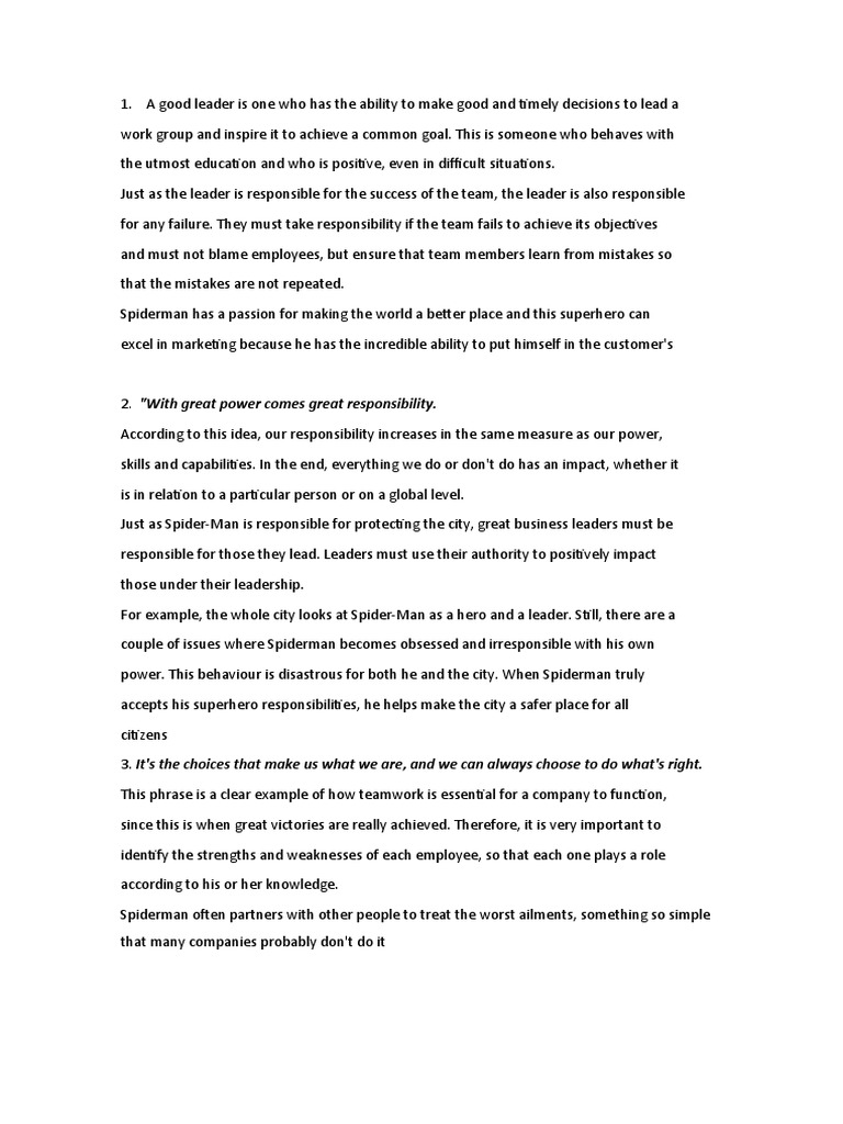 Leadership Lessons from Spider-Man | PDF