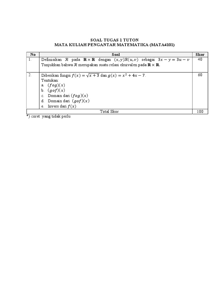 Soal Tugas Pengantar Matematika | PDF | Metode & Bahan Ajar | Sains ...