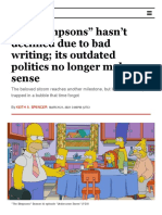 "The Simpsons" Hasn't Declined Due To Bad Writing Its Outdated Politics No Longer Make Sense