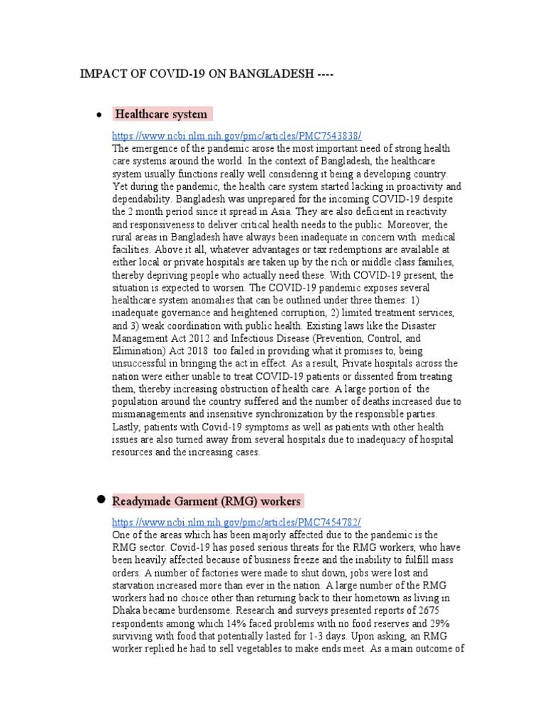 Impact of Covid-19 On BD | PDF | Health Care | Hospital