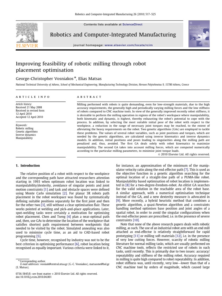 Improving Feasibility of Robot Milling | PDF | Mathematical ...