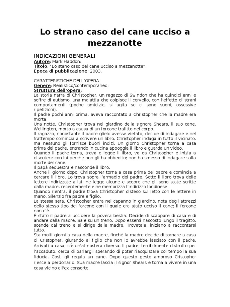 Lo Strani Caso Del Cane Ucciso A Mezzanotte Riassunto