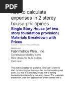 How To Calculate Expenses in 2 Storey House Philippines