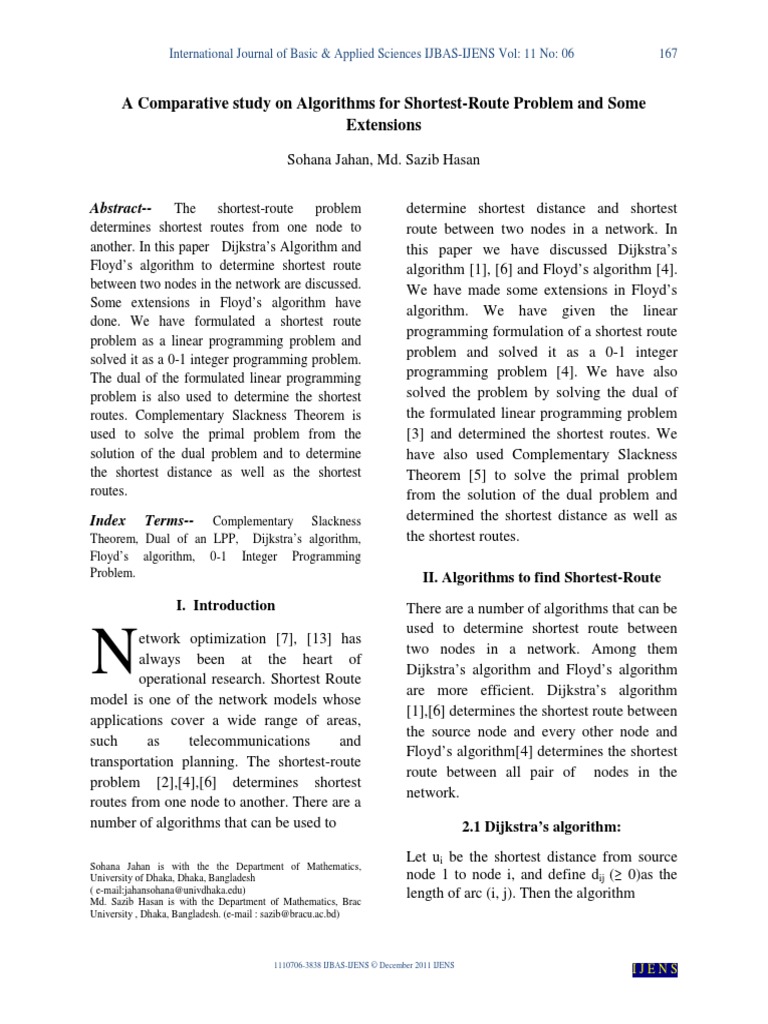 A comparative study on algorithms for shortest route problem and some