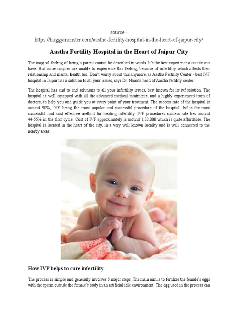 Aastha Fertility Hospital in The Heart of Jaipur City. | PDF | In Vitro ...