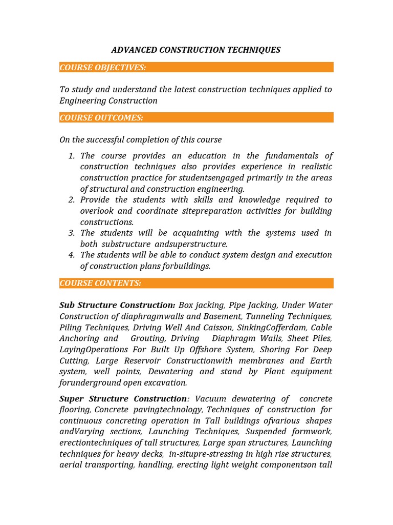 Advanced Construction Techniques PDF Deep Foundation Civil