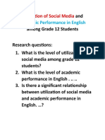 Utilization of Social Media and Academic Performance in English Among Grade 12 Students