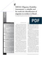 MIDAS (Migraine Disability Assessment) : A Valuable Tool For Work-Site Identification of Migraine in Workers in Brazil