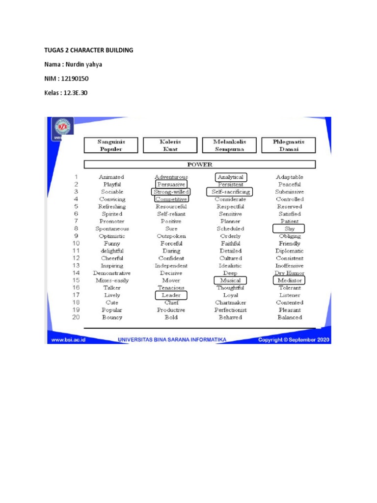 Materi Character Building Phlegmatis | PDF