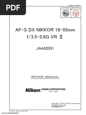 AF-S DX NIKKOR 18-55mm f/3.5-5.6G VR : Repair Manual | PDF