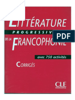 Corriges Litterature Progressive de La Francophonie - 750