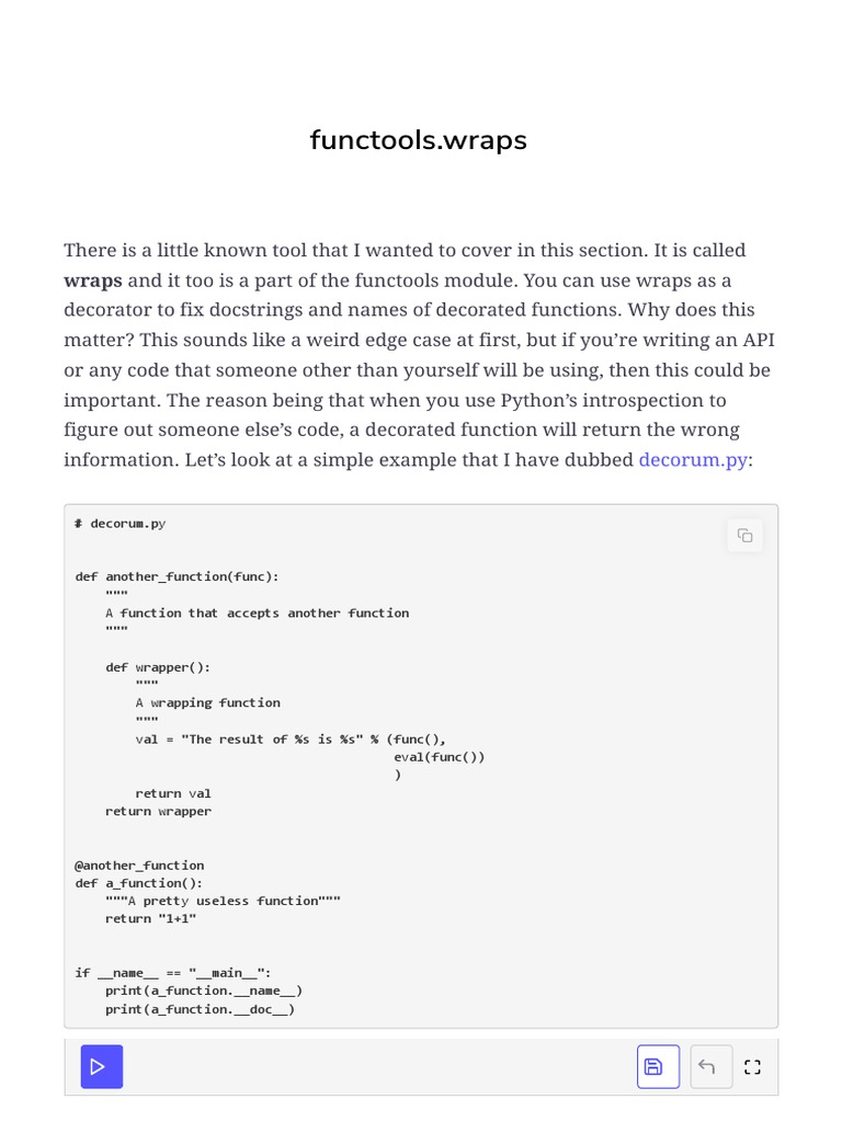 Functools Wraps Wraps and It Too Is A Part of The Functools Module