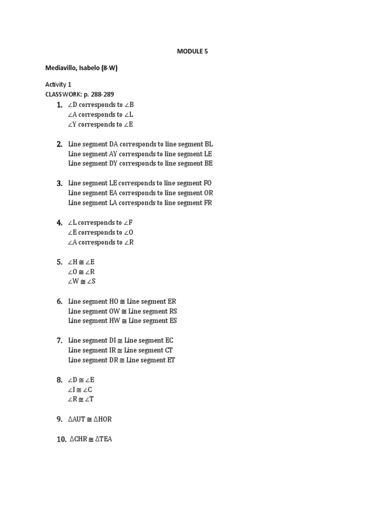 Geometry Correspondence Guide | PDF | Science & Mathematics