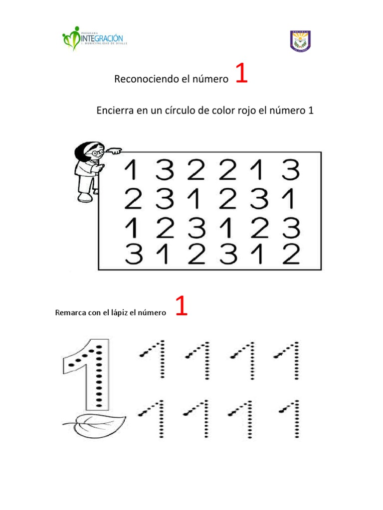 Actividades para reconocer números 1 y 2 | PDF