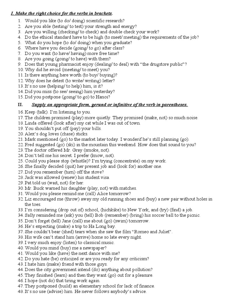 Verb Forms Practice Exercises | PDF | Language Arts & Discipline | Art