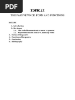 Topic 27: The Passive Voice: Form and Functions