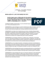 Resolução Do Exercício Profissional 6 2019 Do Conselho Federal de Psicologia BR