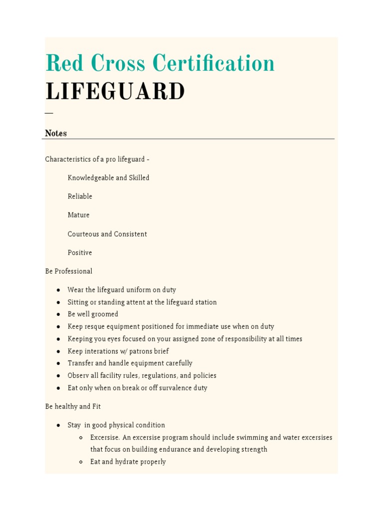 Lifeguard Certification and Responsibilities | PDF | Sunscreen ...
