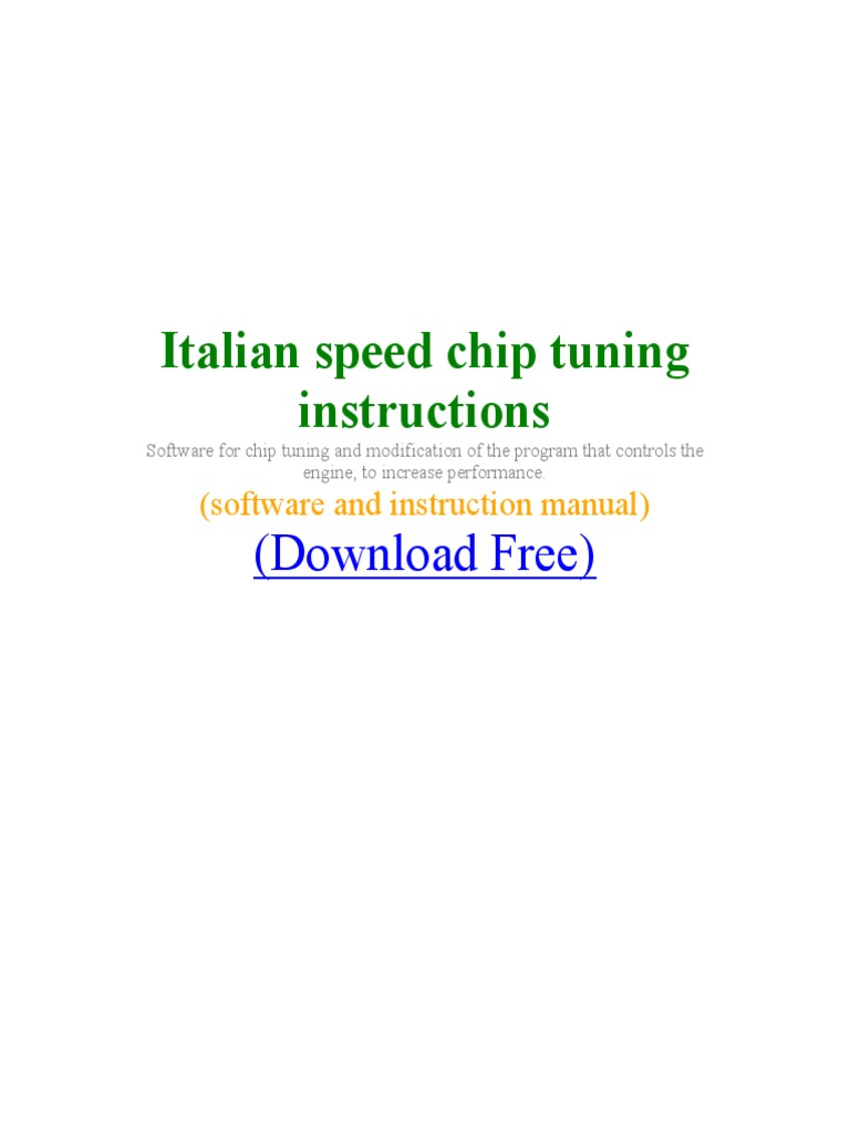 Italian Speed Chip Tuning Instructions: (Download Free) | PDF | Diesel ...
