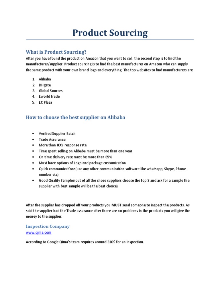 Amazon Product Sourcing Essentials | PDF
