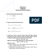 Mathematics Assignment Functions of Several Variables: I) 5 x+2 y 4 X +3 y Ii)