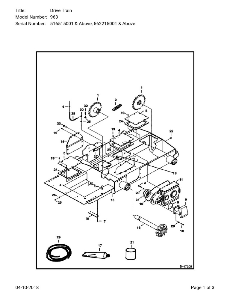 Parts List for Model 963 Drive Train | PDF | Screw | Land Vehicles