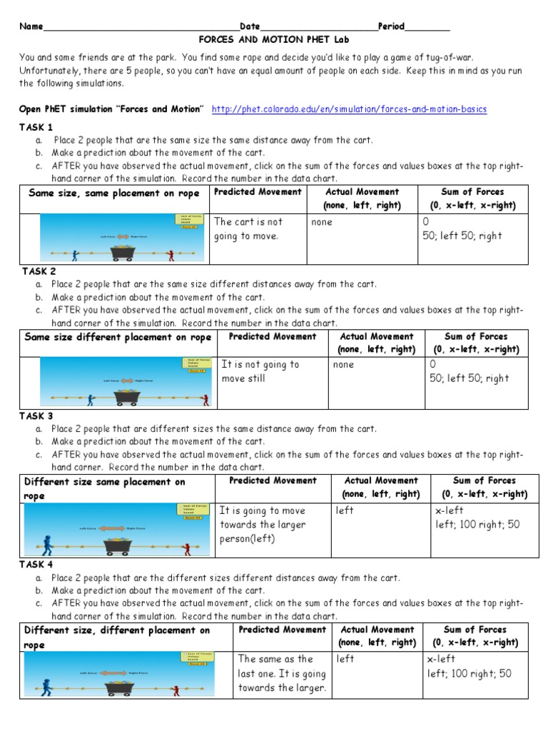 Phet Simulation Forces And Motion Basics Answer Key Pdf