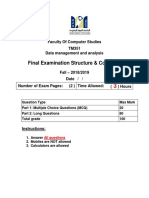 Final Examination Structure & Coverage: Faculty of Computer Studies TM351 Data Management and Analysis